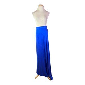Assali Size M Blue Formal Satin Skirt LONG Unlined Draped *Flaws